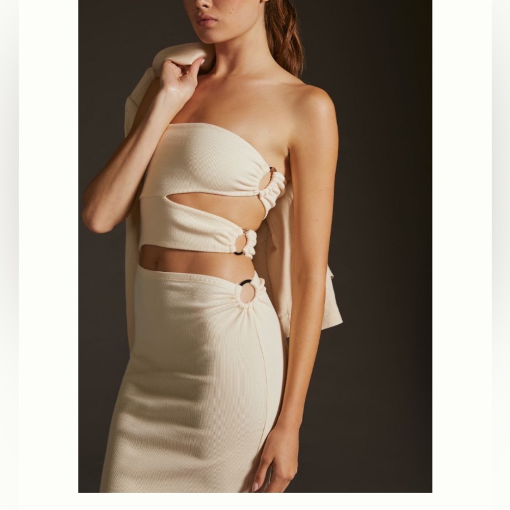 Anthropologie Bordeaux strapless cutout dress NWT